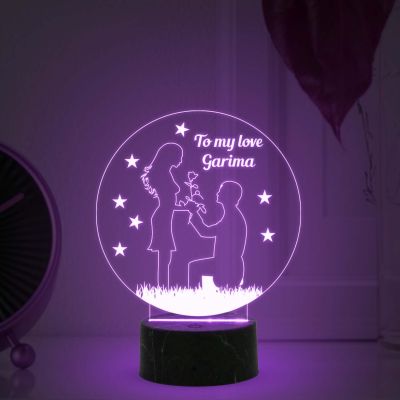 Customized Name Lamp for Couple with Automatic Color Changing Light Gift for Anniversary Birthday Valentine Day Acrylic Desk Table lamp Wooden Base